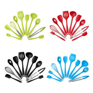 10 Pcs Cooking Tools Set Premium Silicone Utensils Set Turner Tongs Spatula Soup Spoon Non-stick Shovel Oil Brush Kitchen Tool