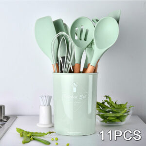 11Pcs Cooking Tools Set Premium Silicone Kitchen Cooking Utensils Set With Storage Box Turner Tongs Spatula Spoon Turner